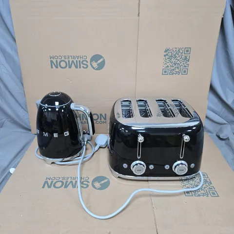 SMEG 50'S STYLE 4-SLICE TOASTER AND KETTLE - BLACK