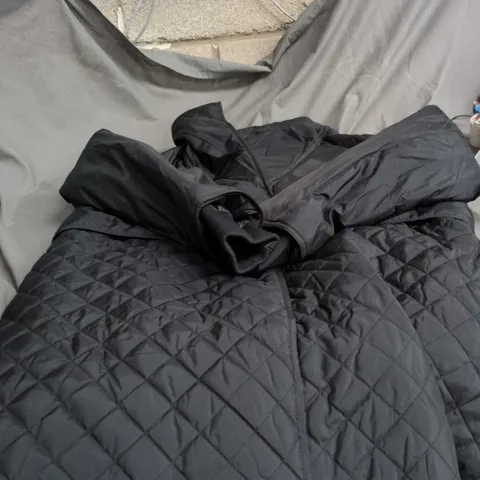 BOX OF APPROXIMATELY 20 ASSORTED CLOTHING ITEMS INCLUDING PADDED COAT , SWEET KNICKERS AND WIDE LEGGED JEANS