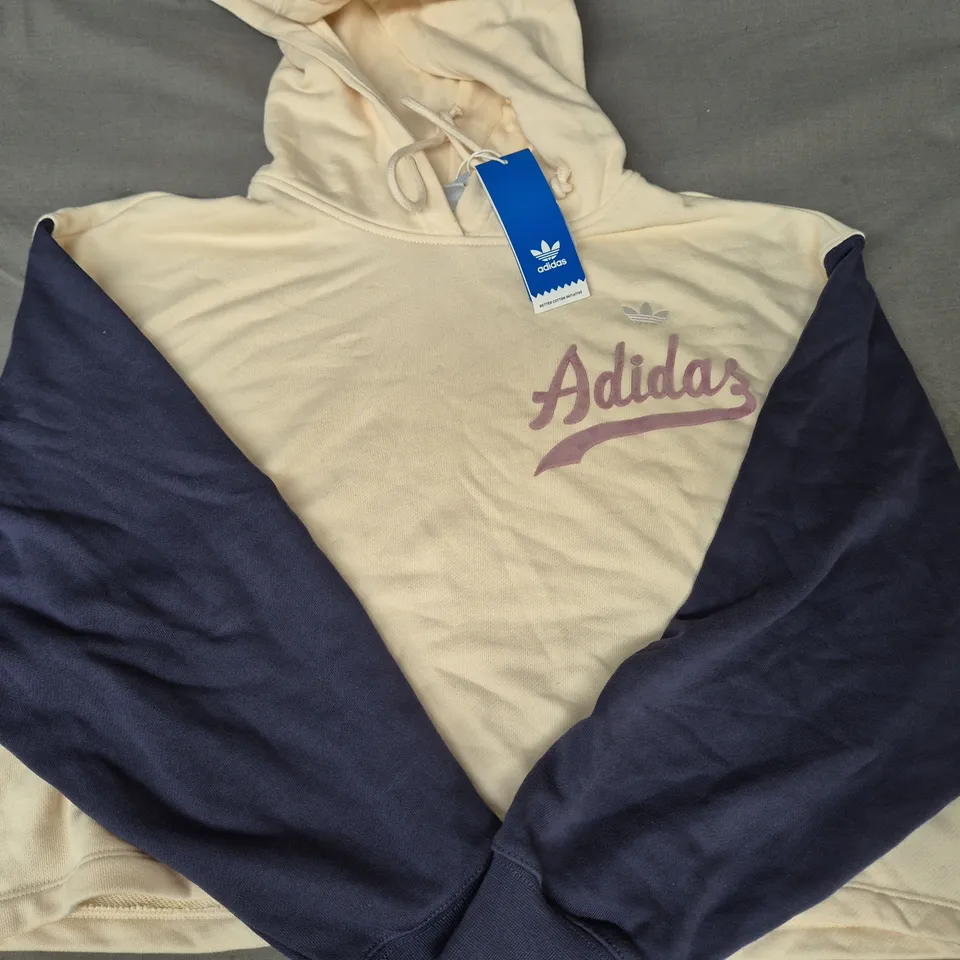 ADIDAS B-BALL HOODIE IN CREAM/NAVY/PINK SIZE UK 8