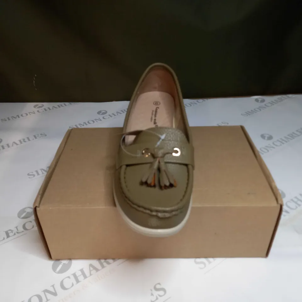 BOXED CUSHION WALK TASSLE LOAFERS KHAKI - SIZE 6