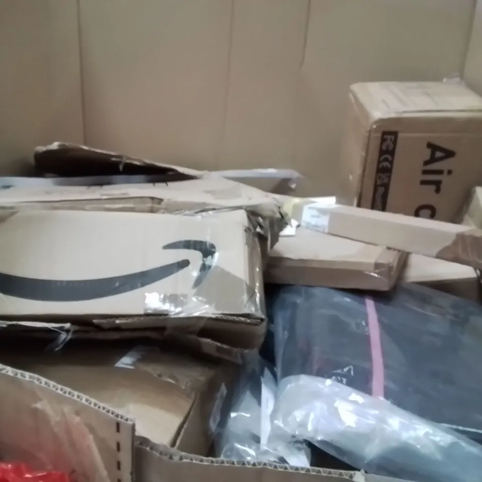 PALLET OF ASSORTED HOUSEHOLD GOODS AND PRODUCTS TO INCLUDE;AIR COOLER,AREA RUG,BLINDS POLE