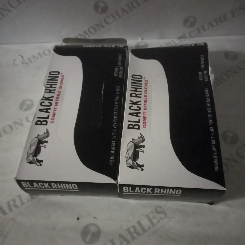 GROUP OF 2 BLACK RHINO MEDIUM GLOVES 100PC BOXES