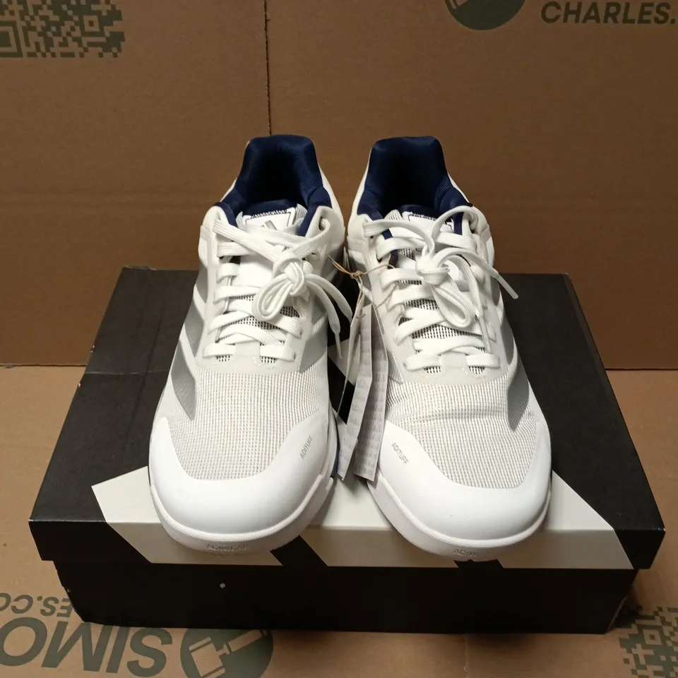 BOXED PAIR OF ADIDAS CRAZYQUICK BOOST PADEL MENS TRAINERS IN WHITE - UK 11
