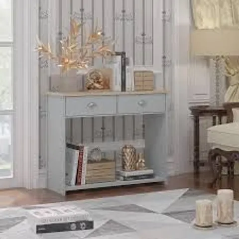 BOXED WESTBURY CONSOLE TABLE - GREY ON OAK (2 BOXES)