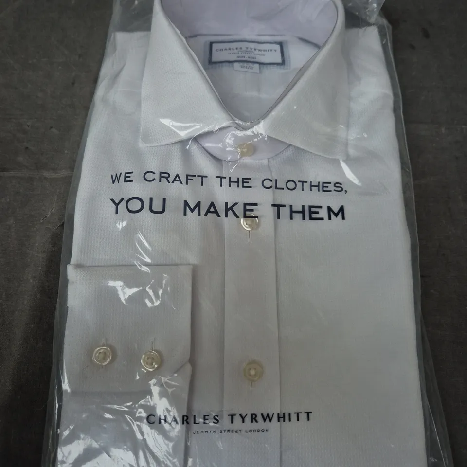 CHARLES TYRWHITT NON-IRON CLASSIC FIT SHIRT – WHITE, NECK 16.5IN, SLEEVE 34IN