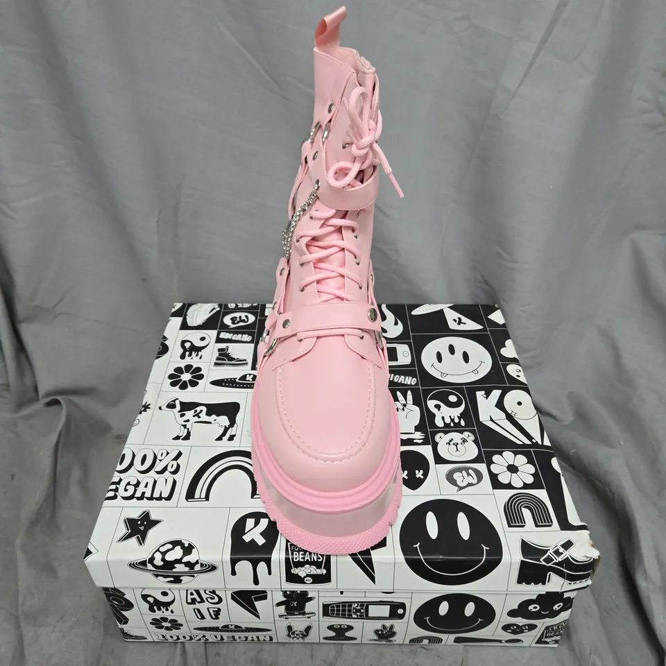 BOXED KOI YAMI PASTEL PINK PLATFORM BOOTS - UK9