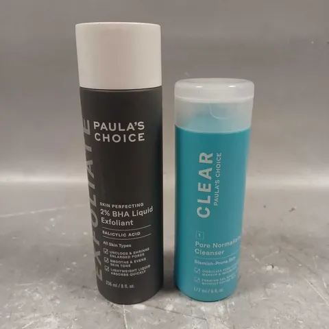 PAULA'S CHOICE LOT OF 2 COSMETIC PRODUCTS TO INCLUDE - 2% BHA LIQUID EXFOLIANT - PORE NORMALIZING CLEANSER