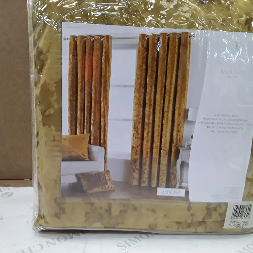 BRAND NEW PAOLETTI READY MADE RING TOP CURTAINS - 229CM X 229CM (ORCHE)