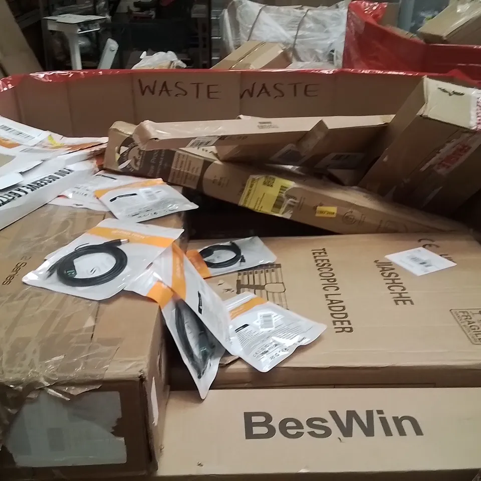 PALLET OF ASSORTED HOUSEHOLD GOODS AND PRODUCTS TO INCLUDE;CEILING FAN WITH LIGHT,POPUP TENT,KIDS POLICE COUNTERSTRIKE TOYS