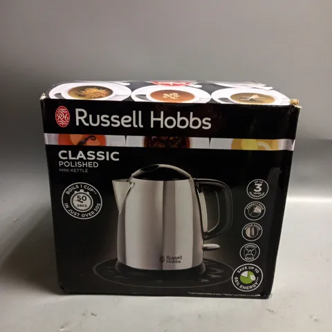 BOXED RUSSELL HOBBS CLASSIC POLISHED MINI KETTLE