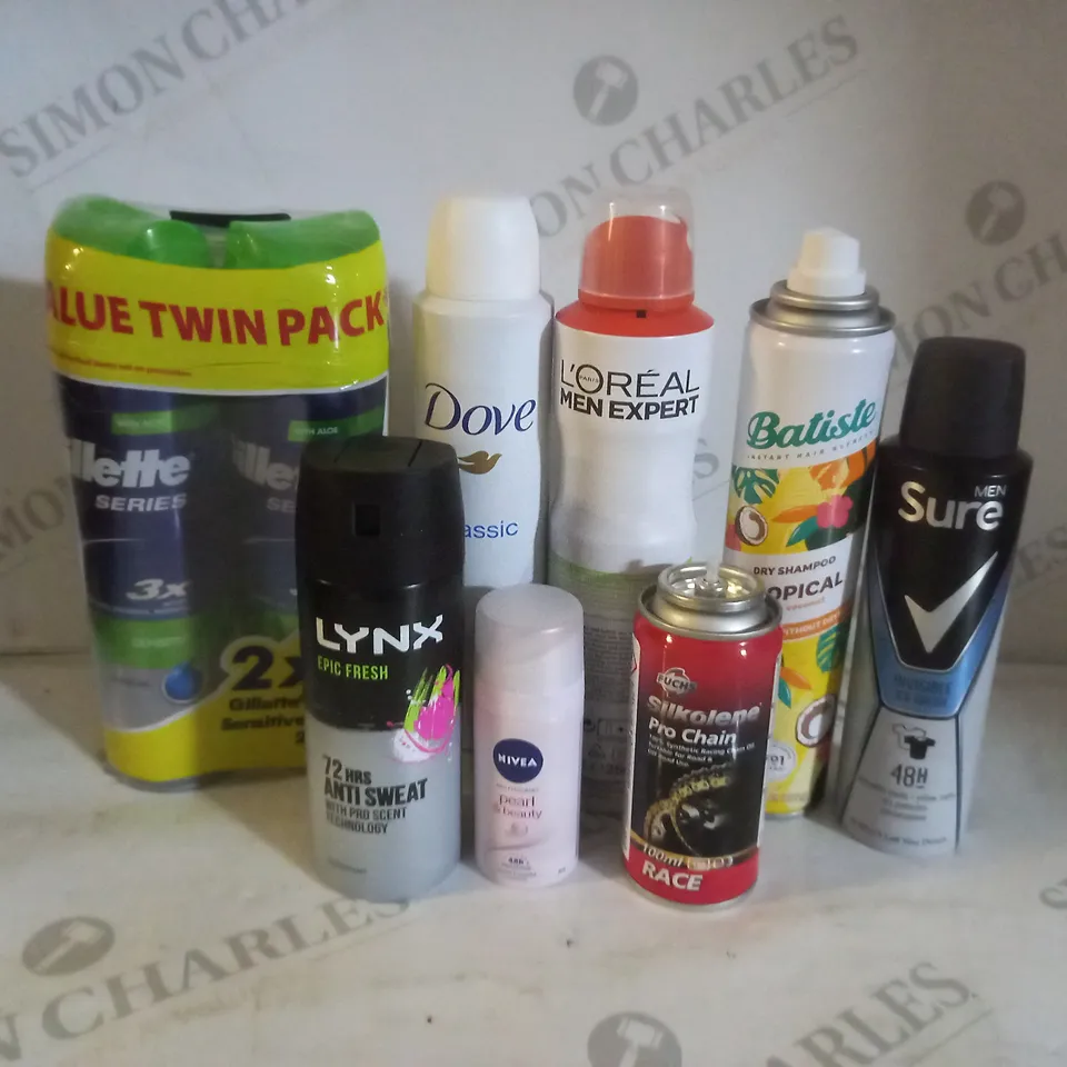 APPROXIMATELY 10 ASSORTED AEROSOLS INCLUDING GILETTE SHAVING FOAM, LYNX EPIC FRESH AND SURE ICE FRESH DEODORANT - COLLECTION ONLY