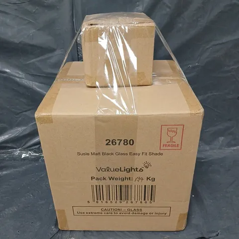 BOXED SUSIE MATT BLACK GLASS EASY FIT SHADE AND LAMP HOLDER