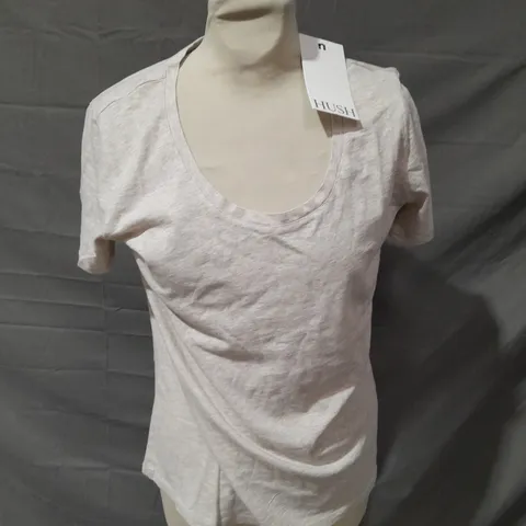 HUSH HARI SCOOP NECT COTTON SLUB T-SHIRT - SMALL