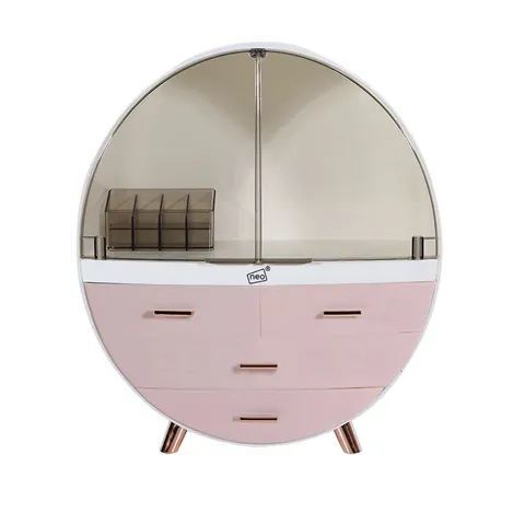 BOXED NEO PINK 3 DRAWER ROUND COSMETIC ORGANISER