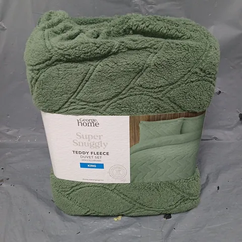 SUPER SNUGGLY TEDDY FLEECE DUVET SET IN GREEN SIZE KING
