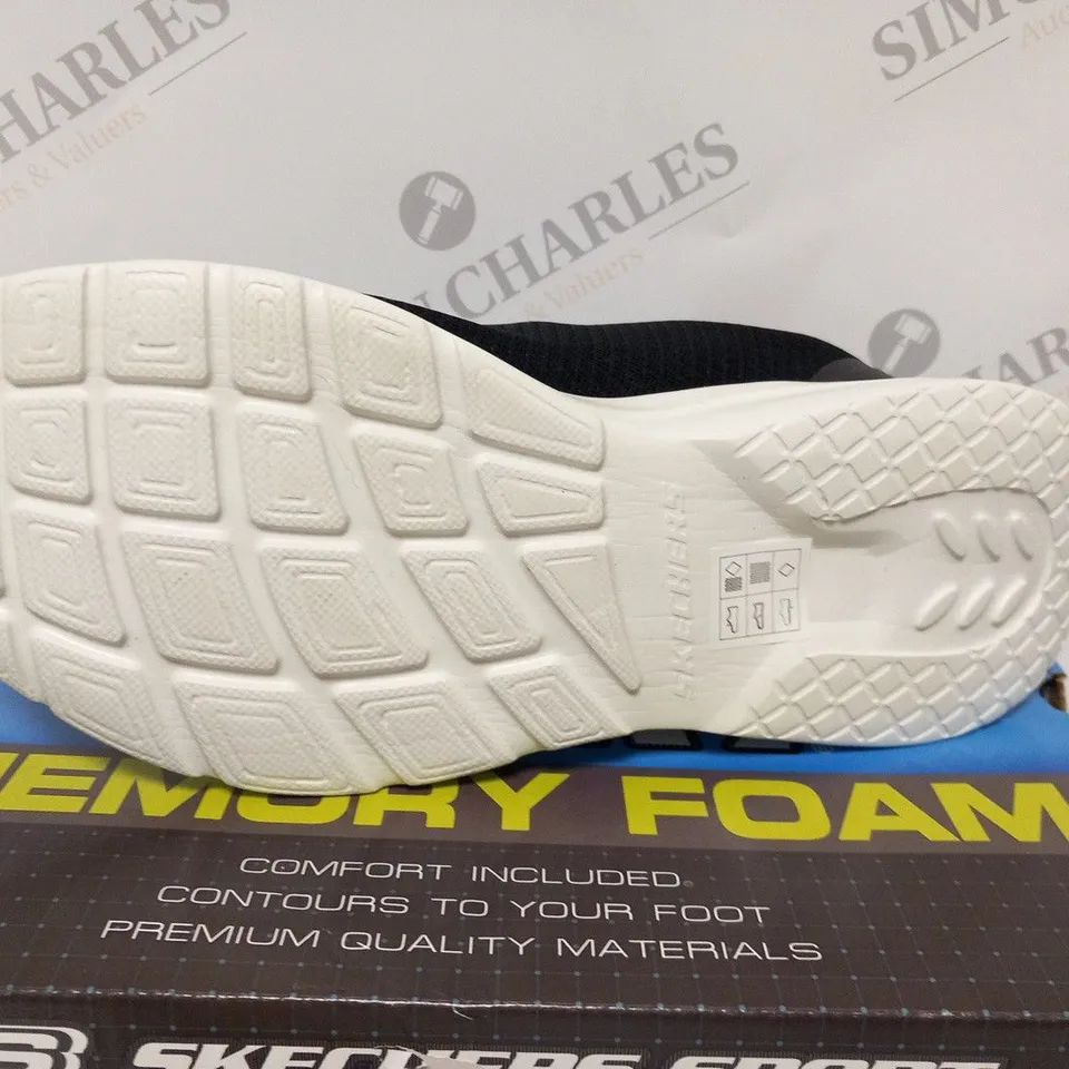 BOXED PAIR OF SKECHERS MEMORY FOAM WHITE TRAINERS - SIZE 8