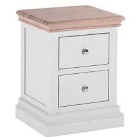 BOXED HANNAH 2 DRAWER BEDSIDE CHEST - CREAM/OAK  (1 BOX)