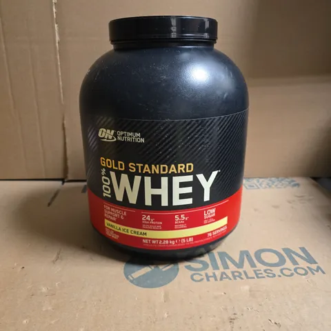OPTIMUM NUTRITION GOLD STANDARD 100% WHEY PROTEIN POWDER – VANILLA ICE CREAM, 2.28 KG