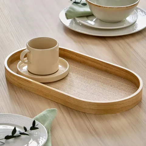OVAL SERVING TRAY 38CM - NATURAL WOOD EFFECT