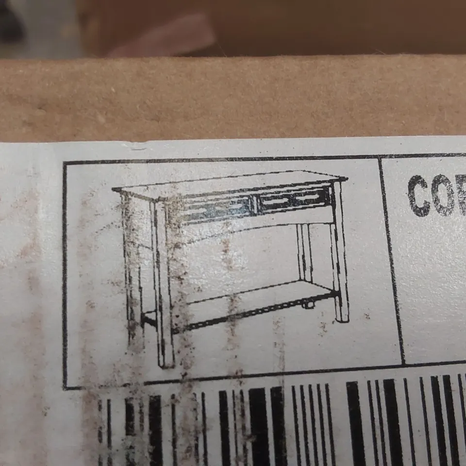 BOXED CORONA 2 DRAWER CONSOLE TABLE WITH SHELF - DISTRESSED WAX PINE