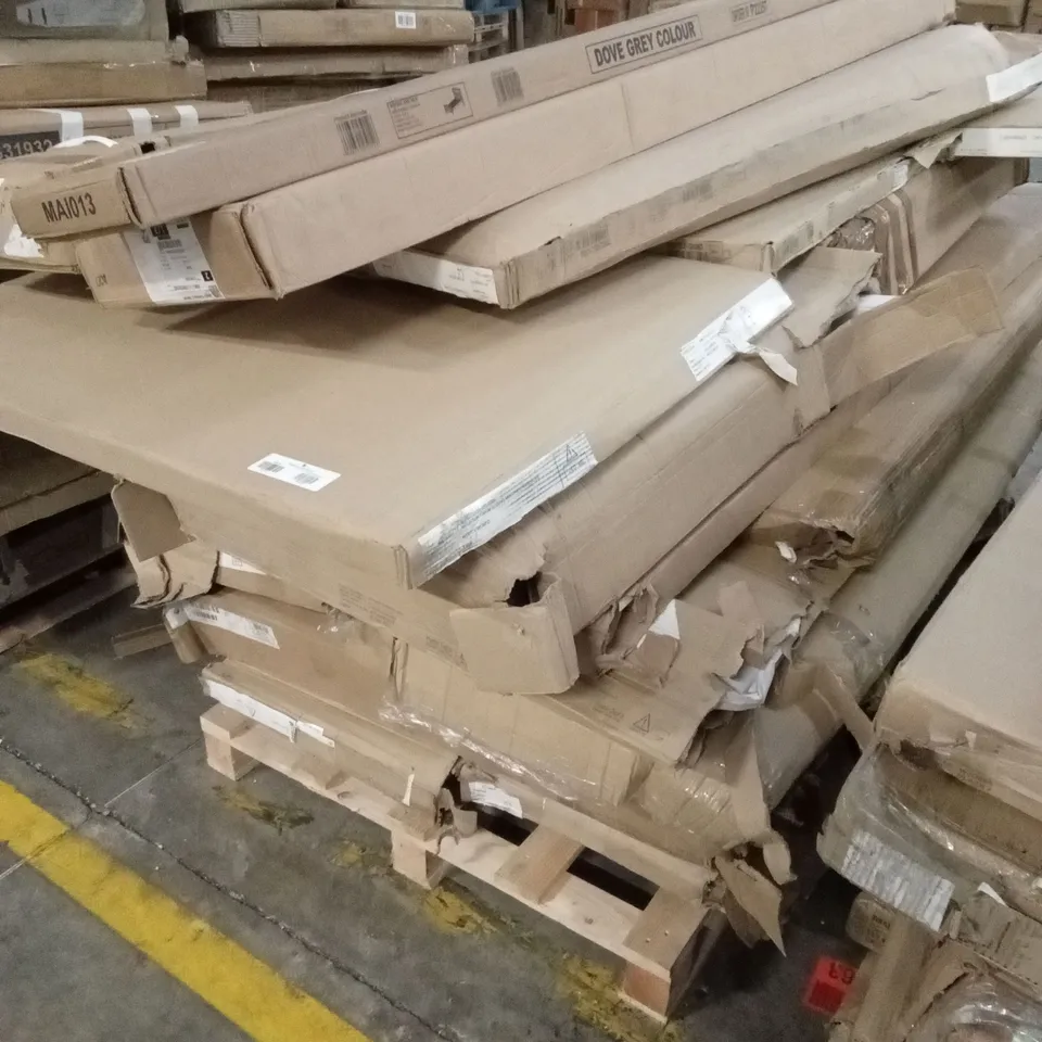 PALLET OF ASSORTED INCOMPLETE DESIGNER FURNITURE PARTS AND PIECES 