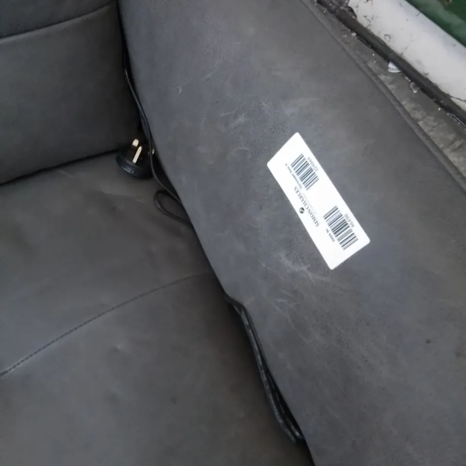 QUALITY ITALIAN DESIGNER LEATHER ELECTRIC RECLINING ARM CHAIR IN GREY