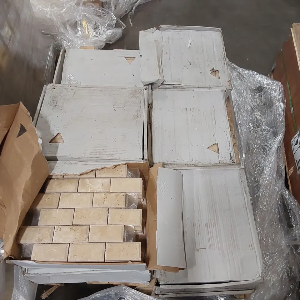 PALLET OF APPROXIMATELY 120 MOSAIC TILES - SIZE UNSPECIFIED 