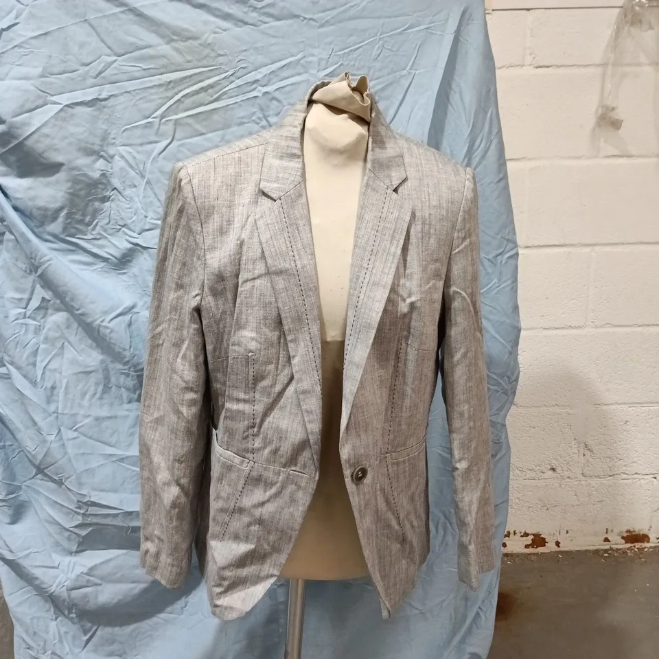 M&S LADIES LIGHT GREY BLAZER WITH SUBTLE STRIPE, UK 14
