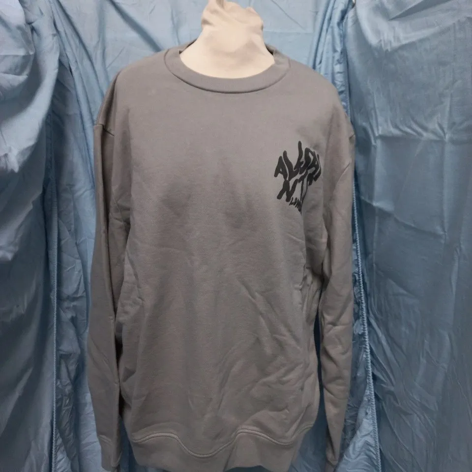 ALLSAINTS SWEATSHIRT – GREY, SMALL (UK), LONDON GRAPHIC