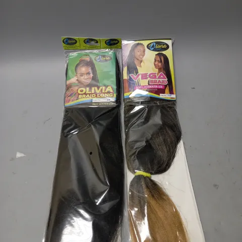 BOX OF APPROX. 20 SEALED OLIVIA HAIR PIECES IN ASSORTED COLOURS AND STYLES