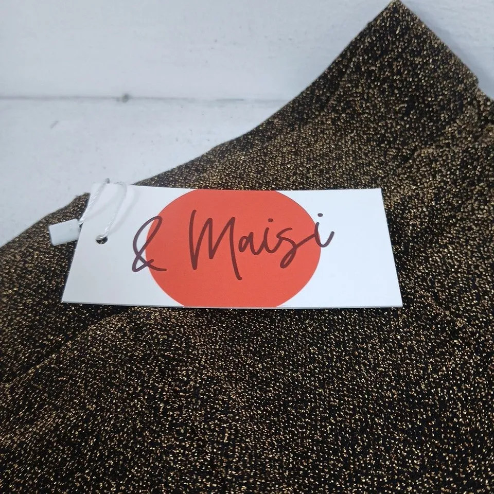 & MAISI - WOMEN'S GLITTERY BROWN WIDE-LEG TROUSERS WITH GOLD SPECKLE – BRAND TAG VISIBLE