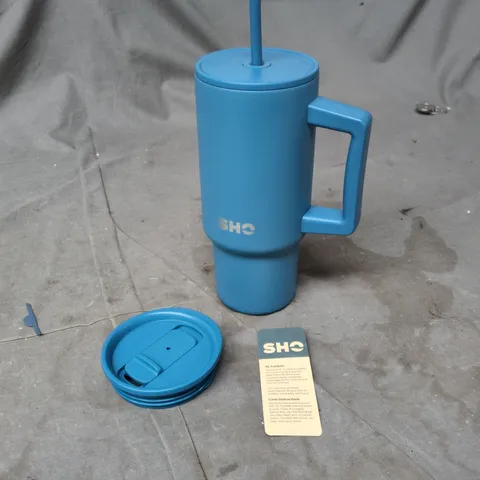 SHQ XL TUMBLER 900ML PETROL – BLUE WITH LID AND STRAW