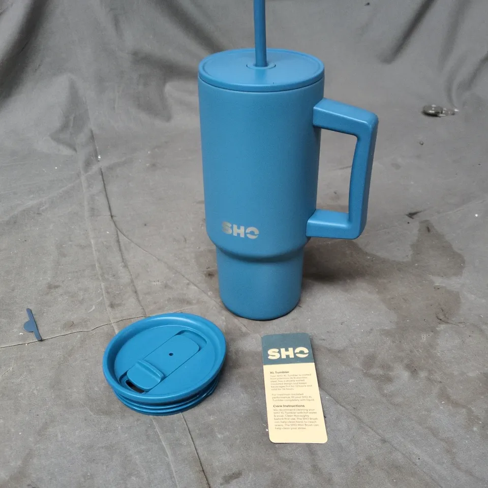SHQ XL TUMBLER 900ML PETROL – BLUE WITH LID AND STRAW