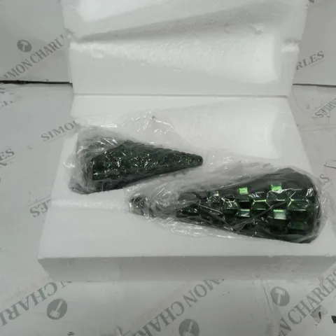 ALISON CORK SET OF MERCURY GLASS TREES - GREEN