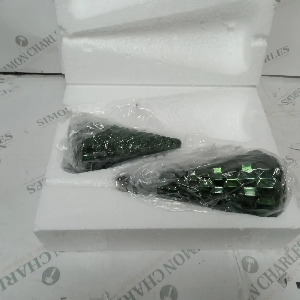 ALISON CORK SET OF MERCURY GLASS TREES - GREEN