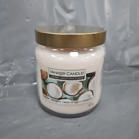 4 YANKEE CANDLE HOME INSPIRATION CREAMY COCONUT 425G CANDLES - COLLECTION ONLY