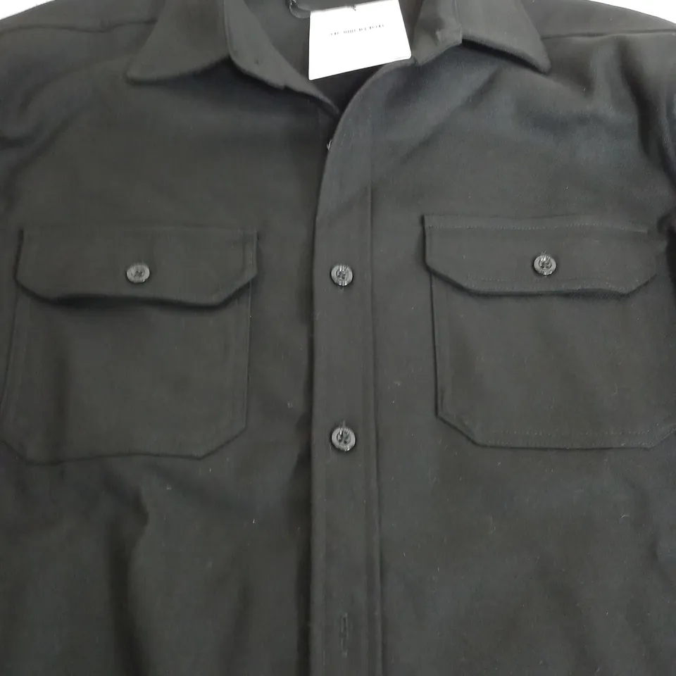 ARNE TEXTURED OVERSHIRT IN BLACK - LARGE