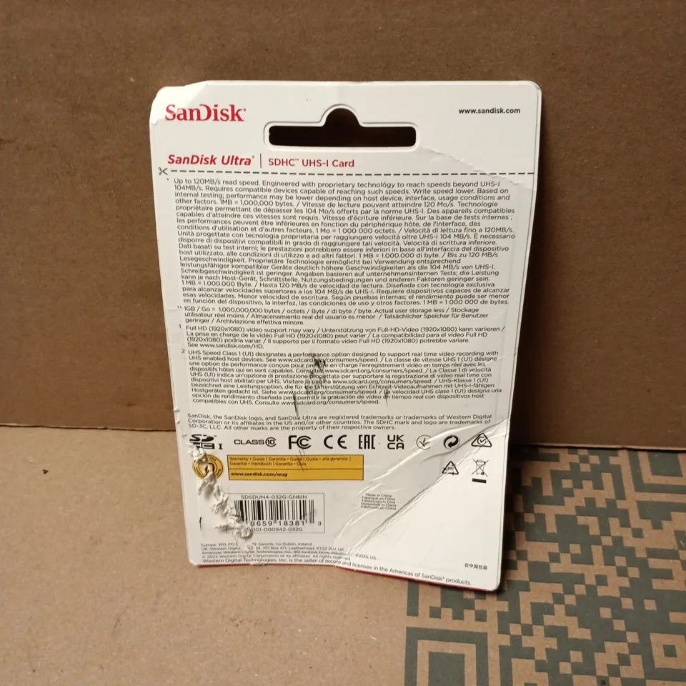 SANDISK ULTRA SDHC UHS-I CARD 32GB