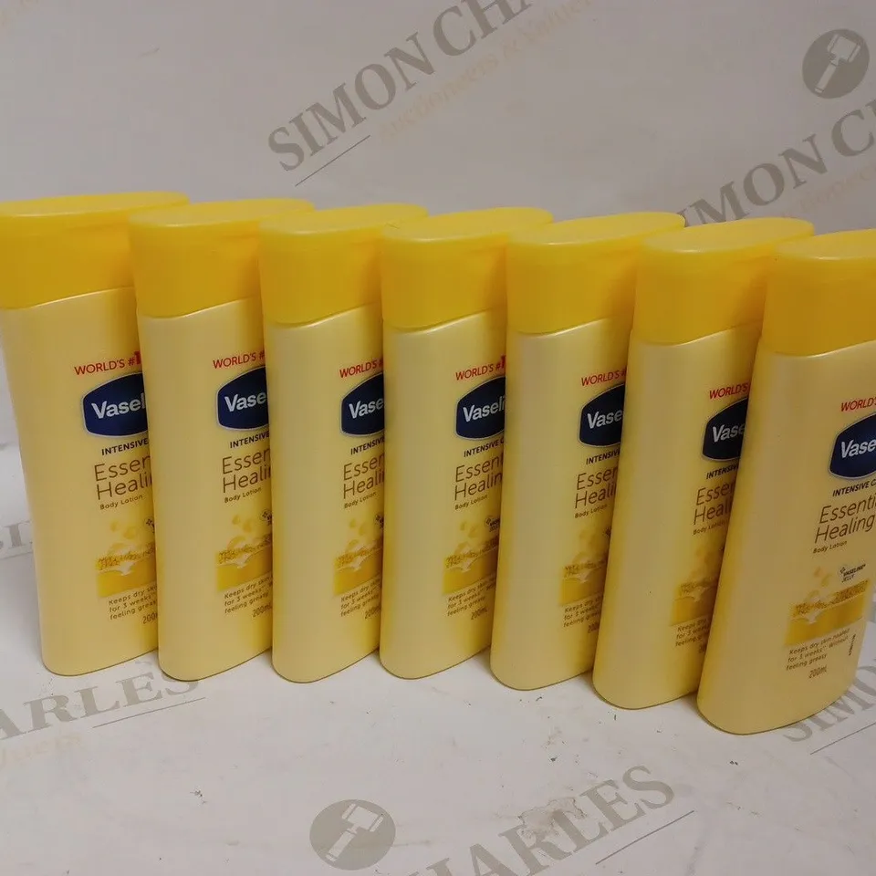 BOX OF 7 VASELINE INTENSIVE CARE ESSENTIAL HEALING BODY LOTIONS - 200ML 