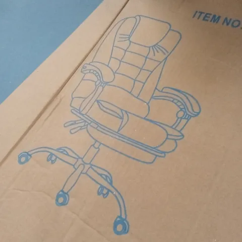 BOXED FAUX LEATHER UPHOLSTERED MASSAGE CHAIR IN BROWN (UNTESTED)