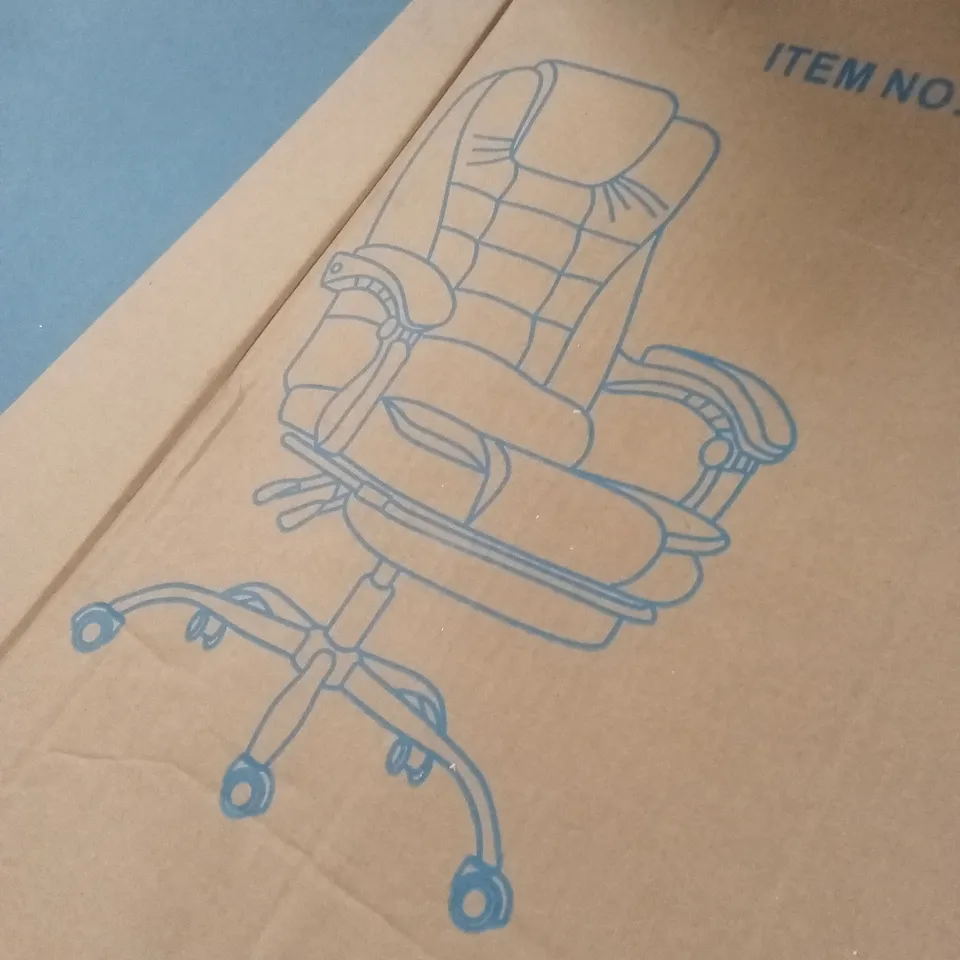 BOXED FAUX LEATHER UPHOLSTERED MASSAGE CHAIR IN BROWN (UNTESTED)