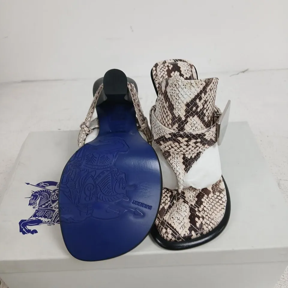 BURBERRY SNAKE-PRINT HEELED SANDALS – SERPENT, UK 3 (EU 36)