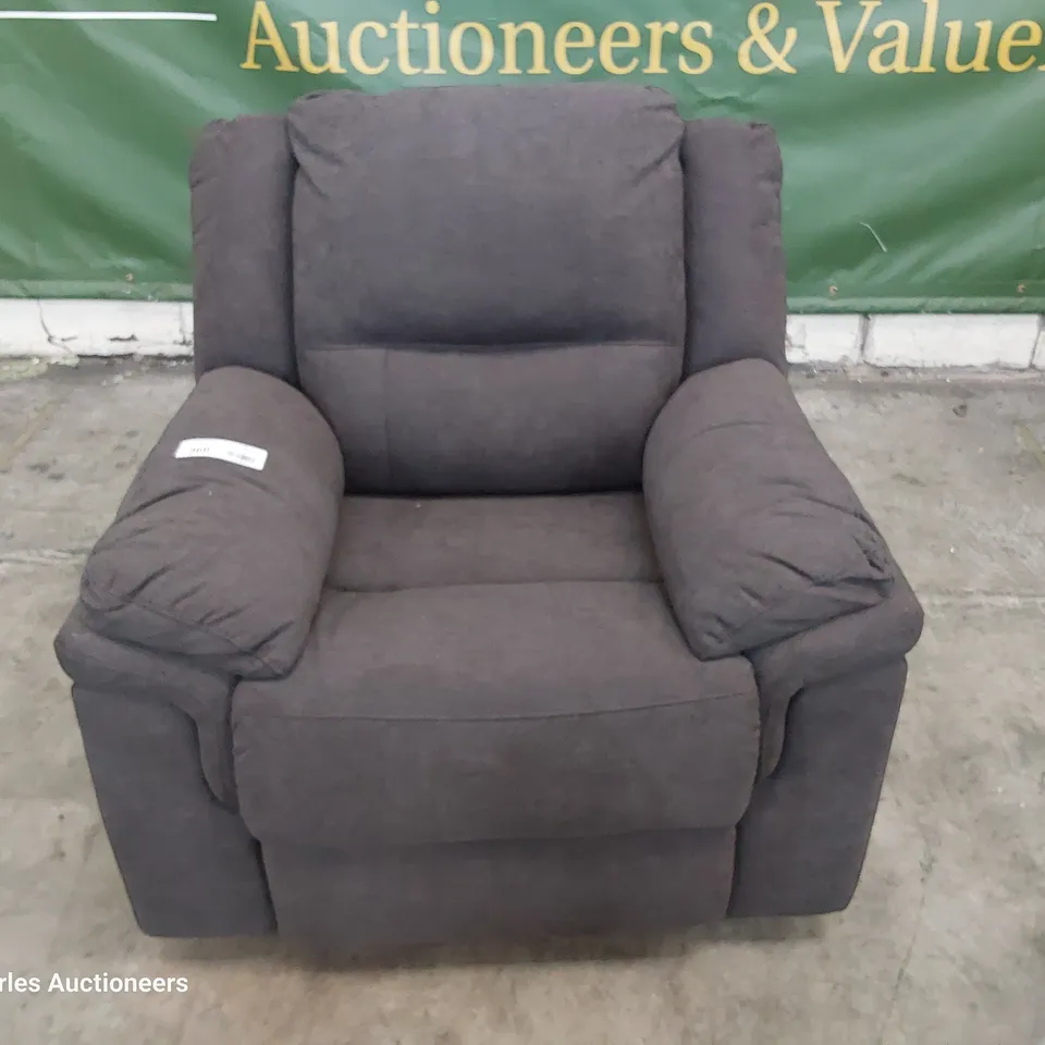 DESIGNER MANUAL RECLINING EASY CHAIR CHARCOAL FABRIC 