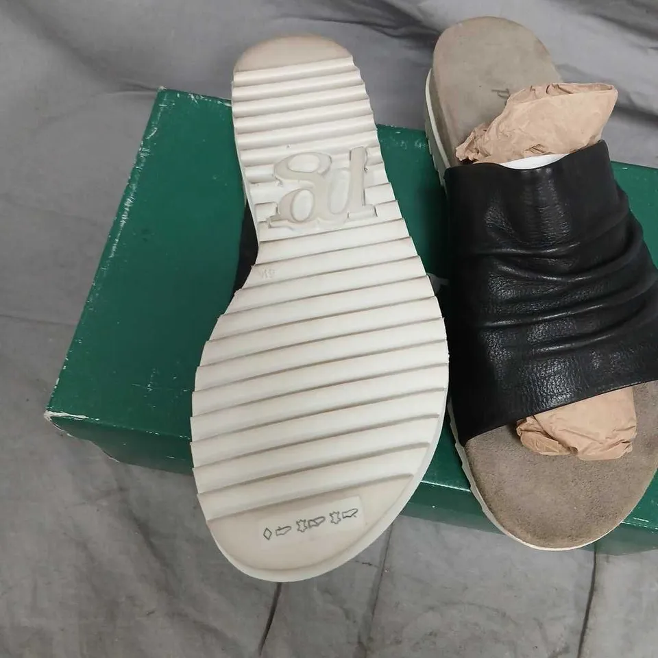 PAUL GREEN WOMEN'S BLACK LEATHER SLIDE SANDALS – UK 5.5 (5 1/2)