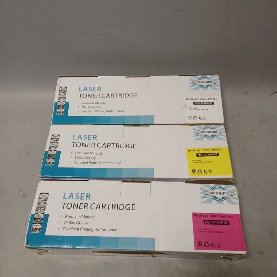 BOXED LASER TONER CARTRIDGES FOR XEROX VERSALINK C400/C405 IN BLACK, YELLOW & MAGENTA