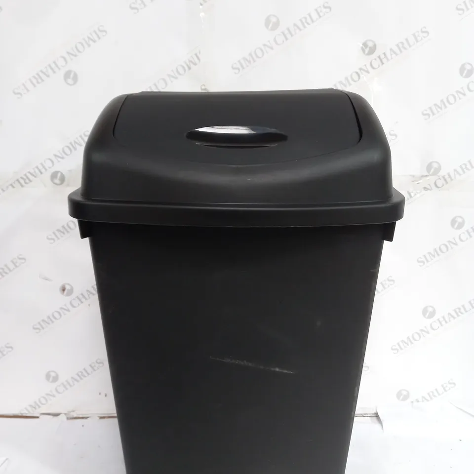 UNBRANDED BLACK PLASTIC BIN - 34CM X 34CM X 60CM