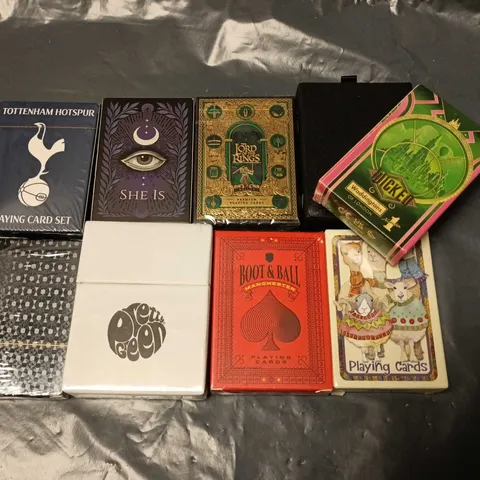 LOT OF 9 ASSORTED PACKS OF PLAYING CARDS TO INCLUDE PRETTY GREEN AND MUFC