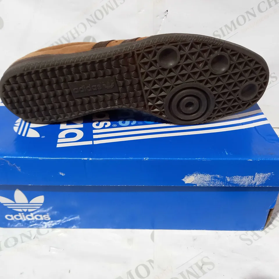 BOXED PAIR OF ADIDAS PADIHAM SPZL SHOES IN BROWN UK SIZE 11.5