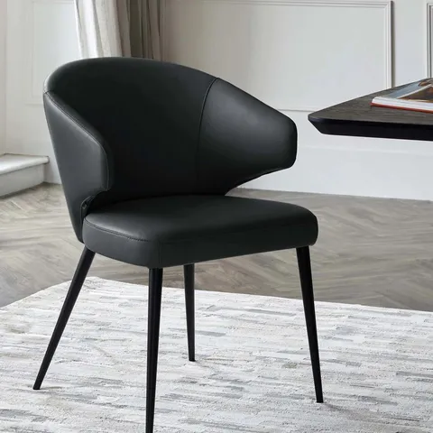 BOXED DANETTI LANDON BLACK LEATHER DINING CHAIR