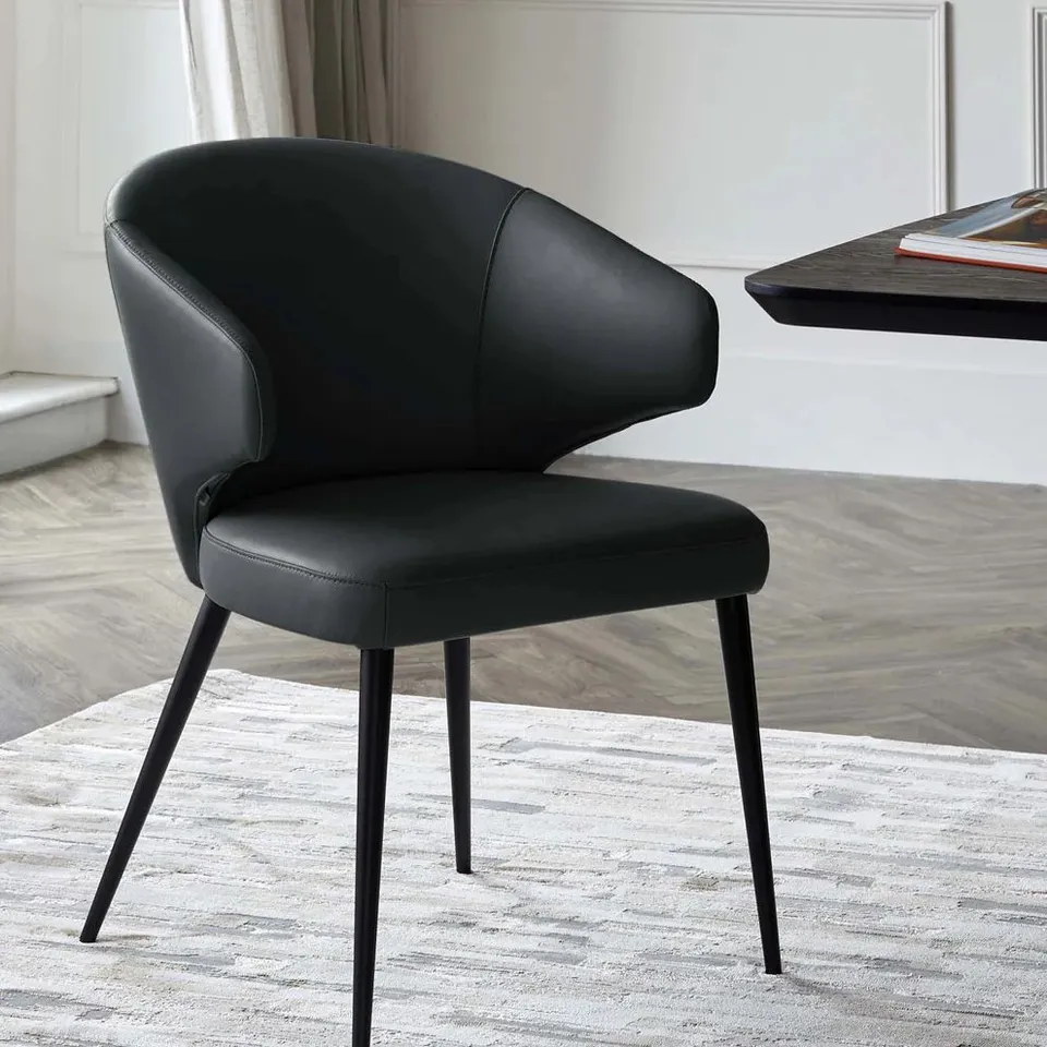 BOXED DANETTI LANDON BLACK LEATHER DINING CHAIR